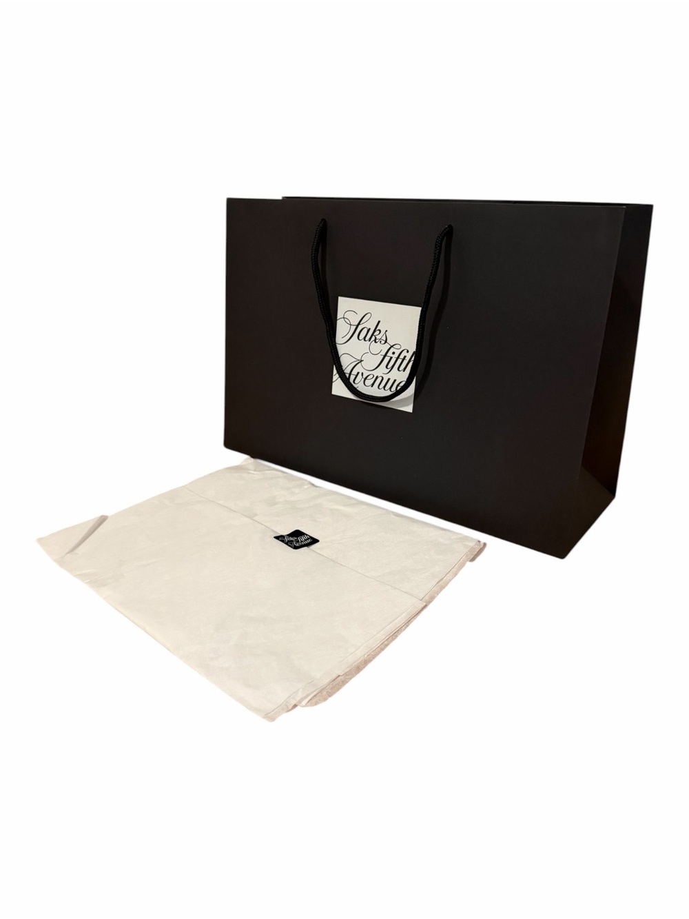 Saks Fifth Avenue Gift Shopping Paper Bag with White Tissue - Medium Black